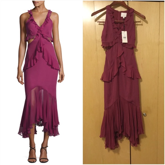 cinq a sept Dresses & Skirts - cinq a sept Sydney Ruffle Cutout Silk Midi Dress